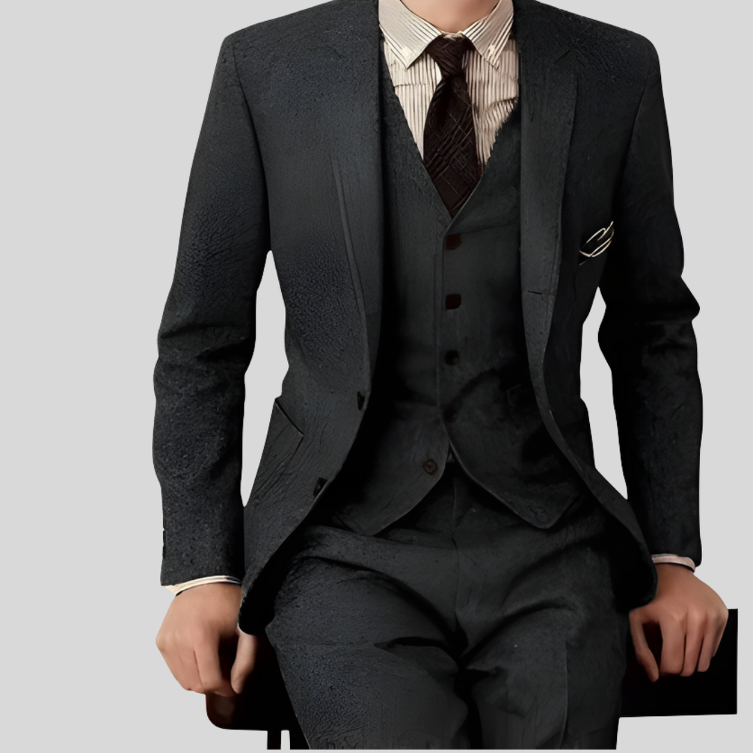 Men’s Three‑Piece Suit Slim-Fit Trousers