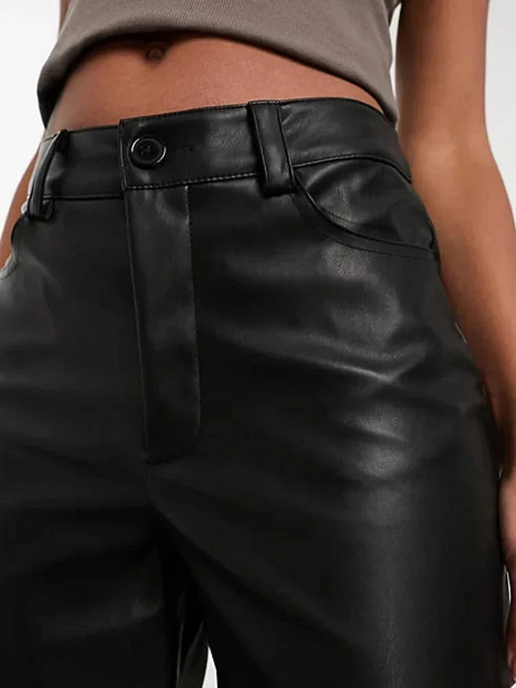SleekEdge High-Waist Leather Pants for Women