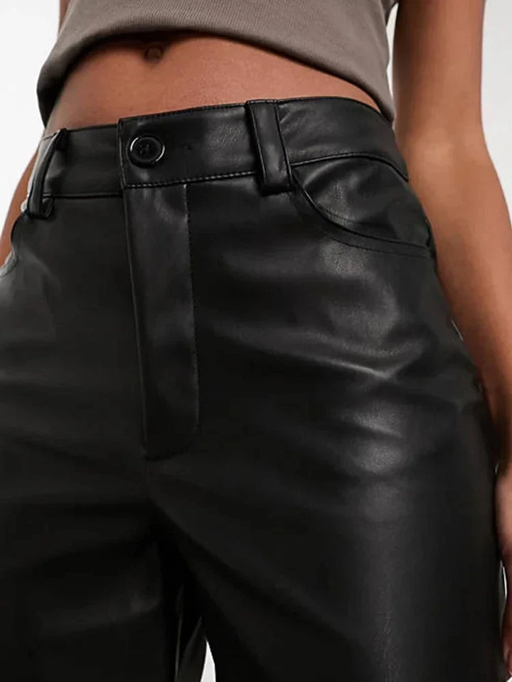 SleekEdge High-Waist Leather Pants for Women