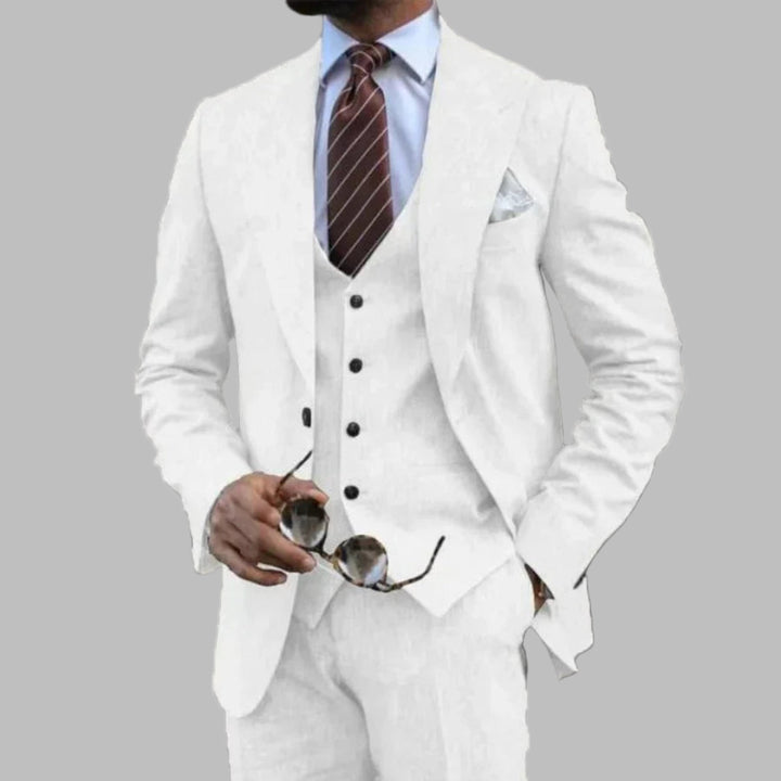 Lightweight Men’s Three-Piece Suit with Turn-Down Collar