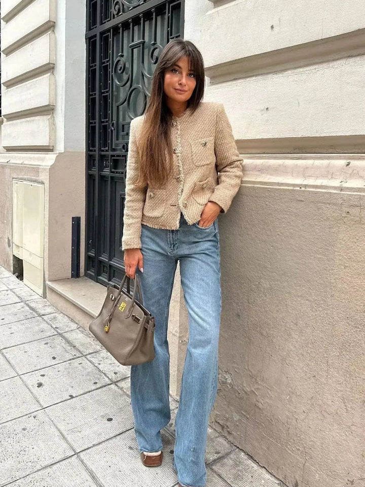 Elegant Cropped Tweed Jacket for Women Timeless Sophistication with a Modern Twist