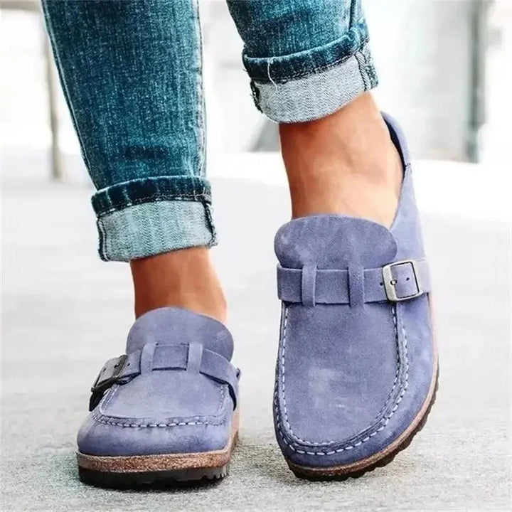 Women’s Retro Buckle Flat Mules