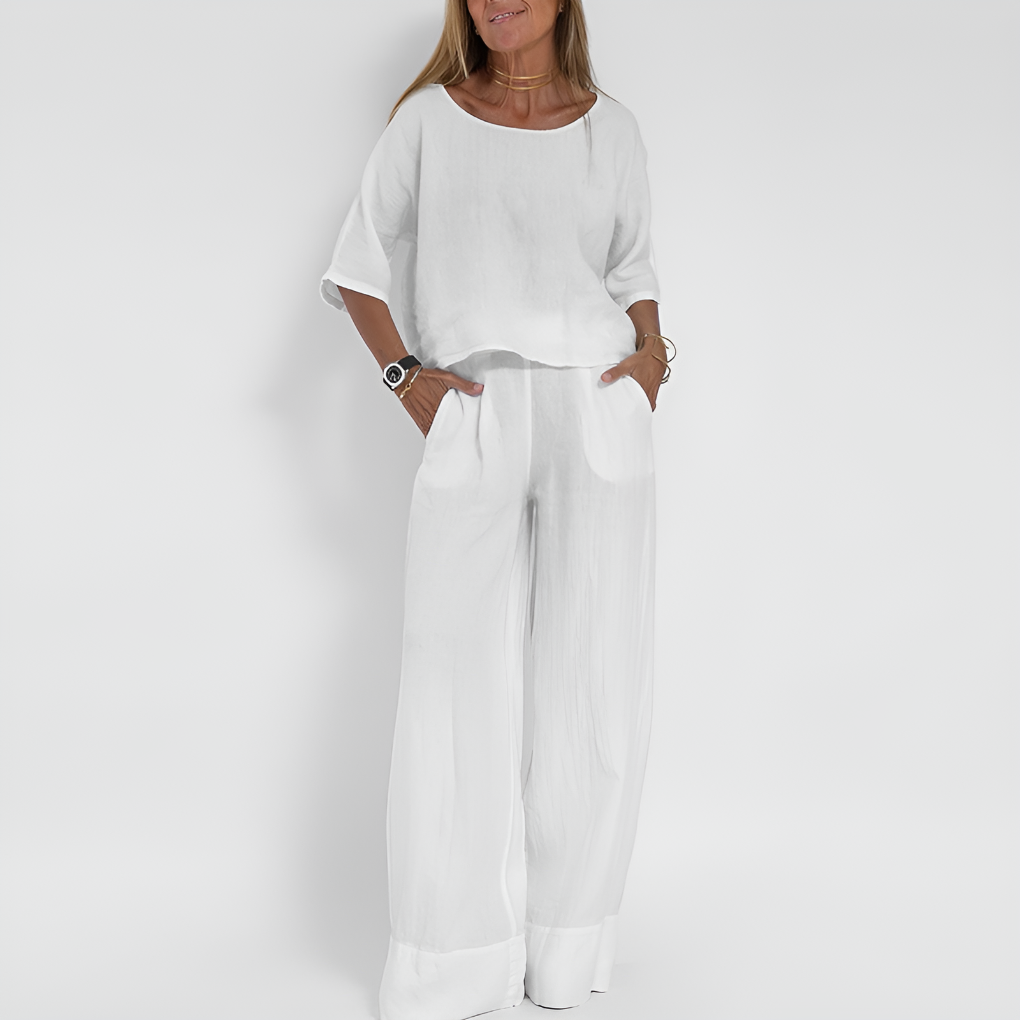 Women’s Relaxed Fit Linen Blend Two Piece Set