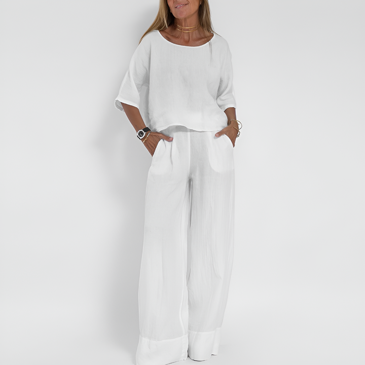 Women’s Relaxed Fit Linen Blend Two Piece Set