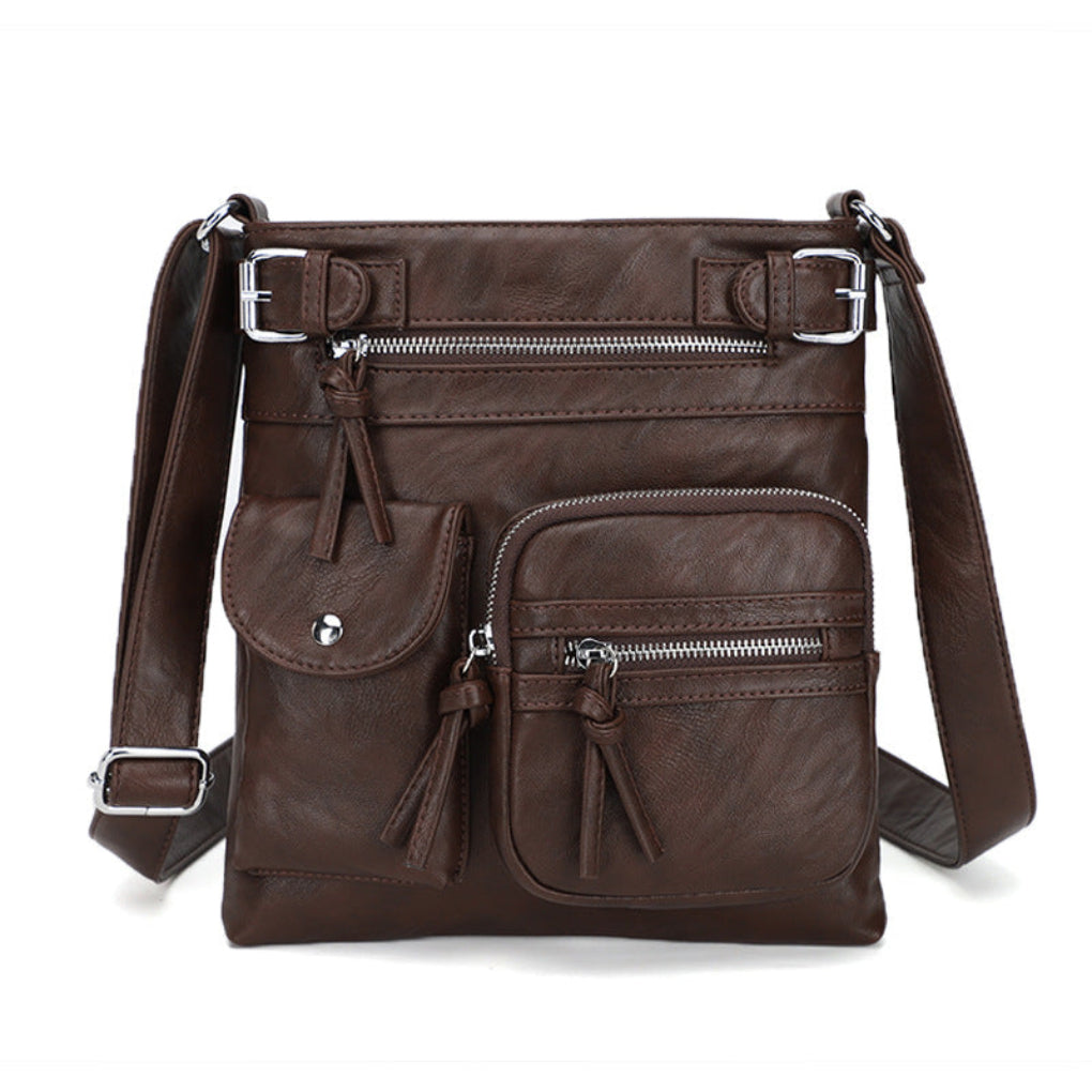 Women's Multi-Pocket Leather Shoulder Bag