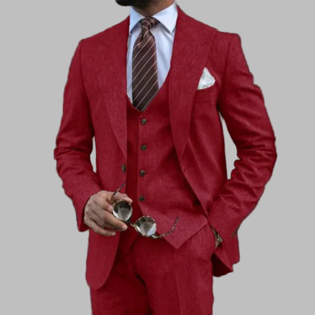 Lightweight Men’s Three-Piece Suit with Turn-Down Collar