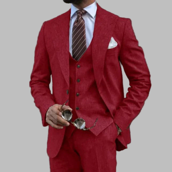 Lightweight Men’s Three-Piece Suit with Turn-Down Collar