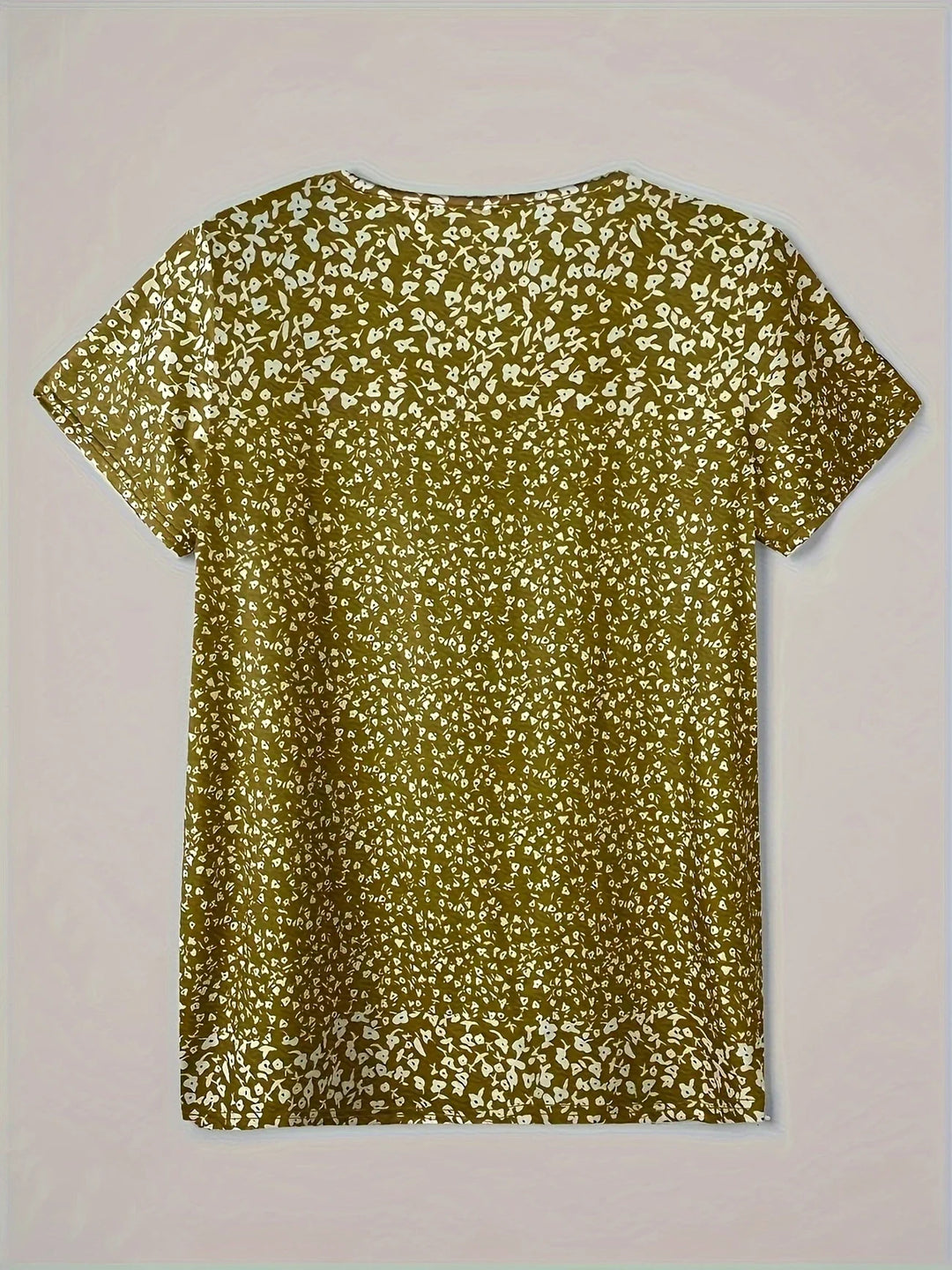 Casual Summer Top with V-Neck, Button Closure, and Short Sleeves