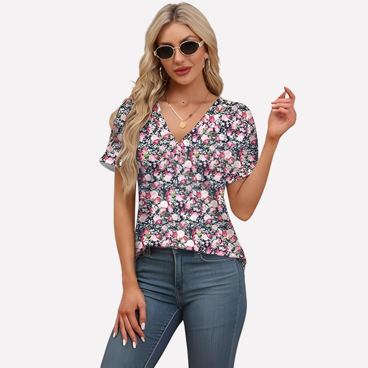 Women’s V‑Neck Short Sleeve Tee