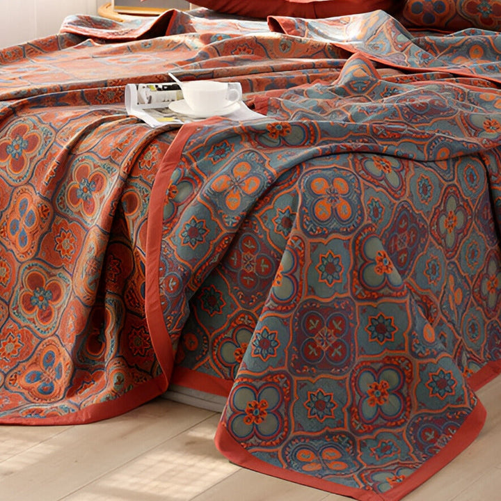Blossom Embroidery Cotton Reversible Coverlet – Timeless Elegance and Comfort