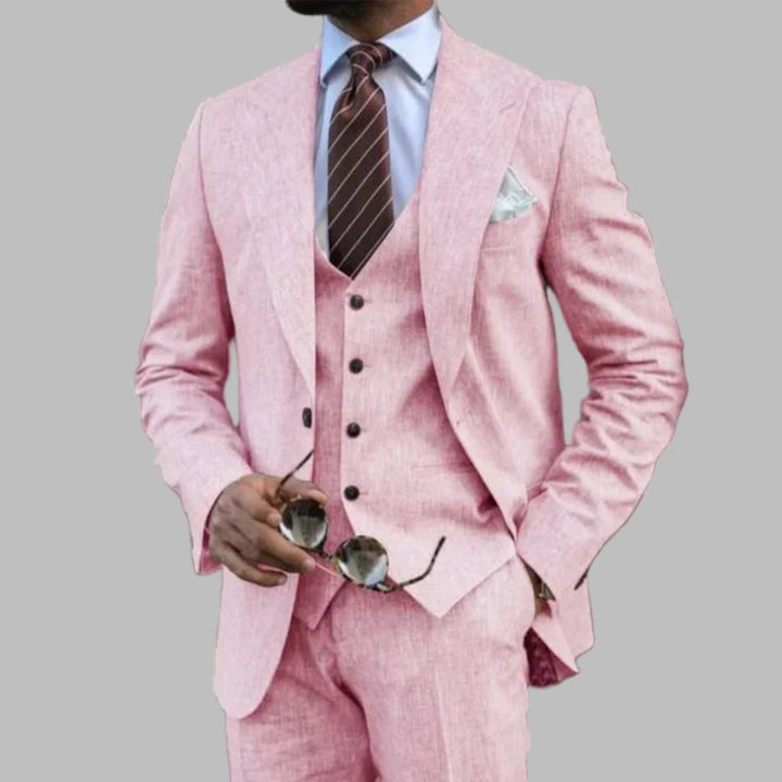 Lightweight Men’s Three-Piece Suit with Turn-Down Collar