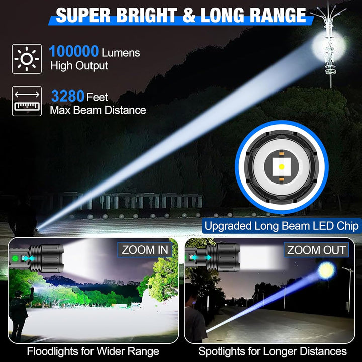 100000 Lumen Tactical Flashlight