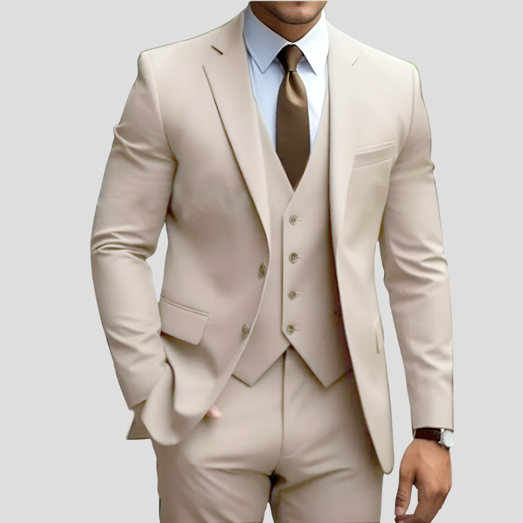 Elegant Style Men’s 3 Piece Beige Slim Fit Suit ( Pre-Sale )