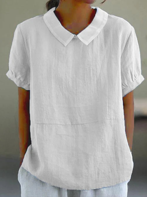 Classic Cotton &Linen Solid Color Top Natural Comfort with Effortless Style