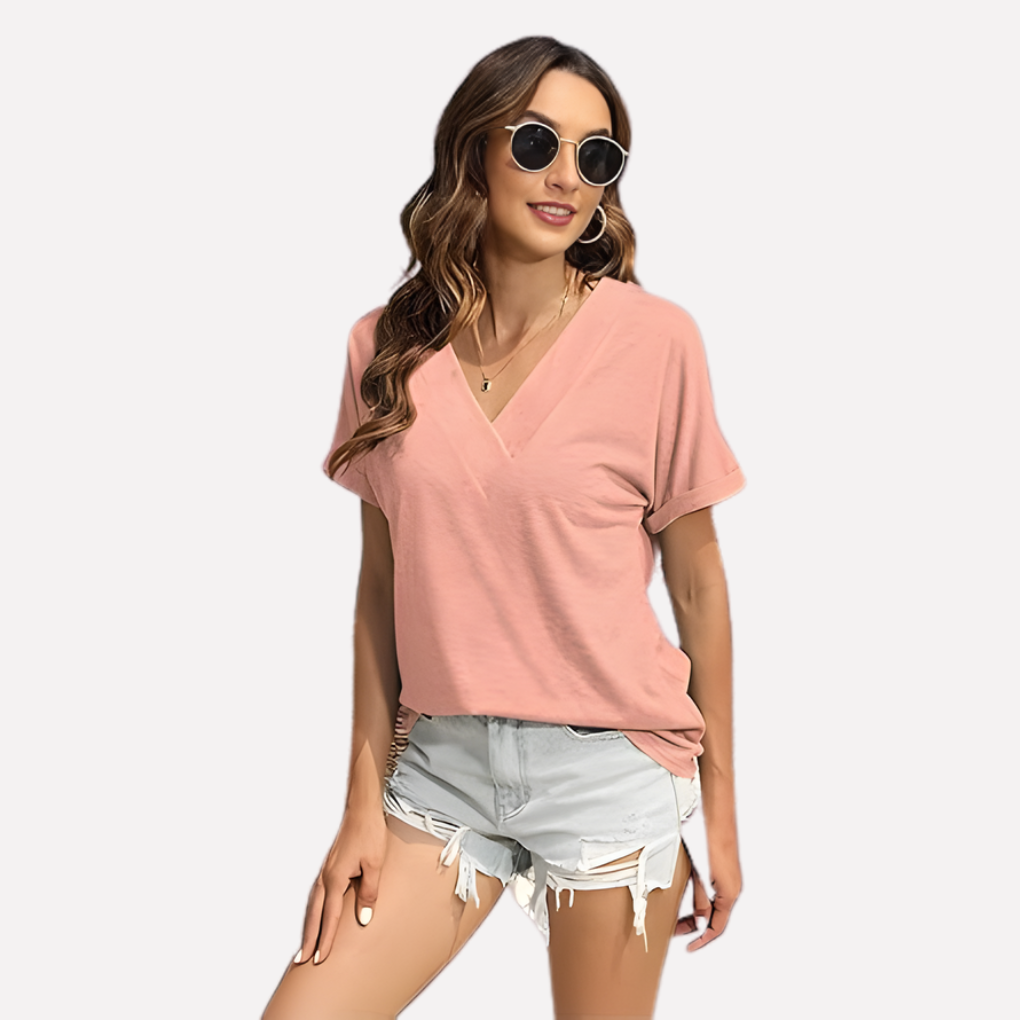 Women’s V‑Neck Short Sleeve Tee