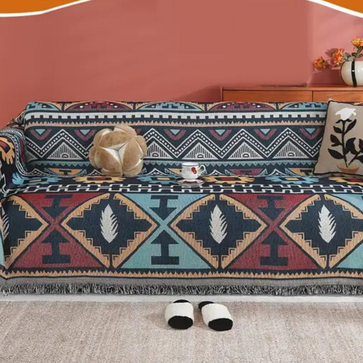 Aztec Geometric Pattern Sofa Cover Boho-Inspired Elegance for Your Living Space