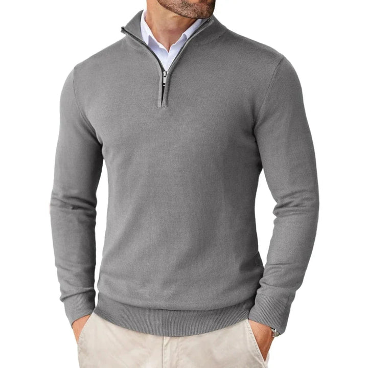 Men’s Cotton Knit Pullover with Zipper Collar