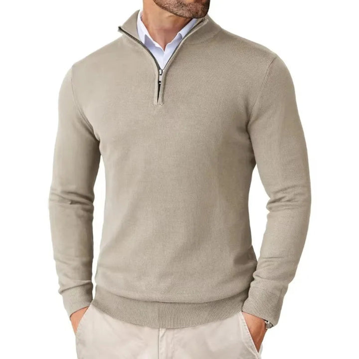 Men’s Cotton Knit Pullover with Zipper Collar