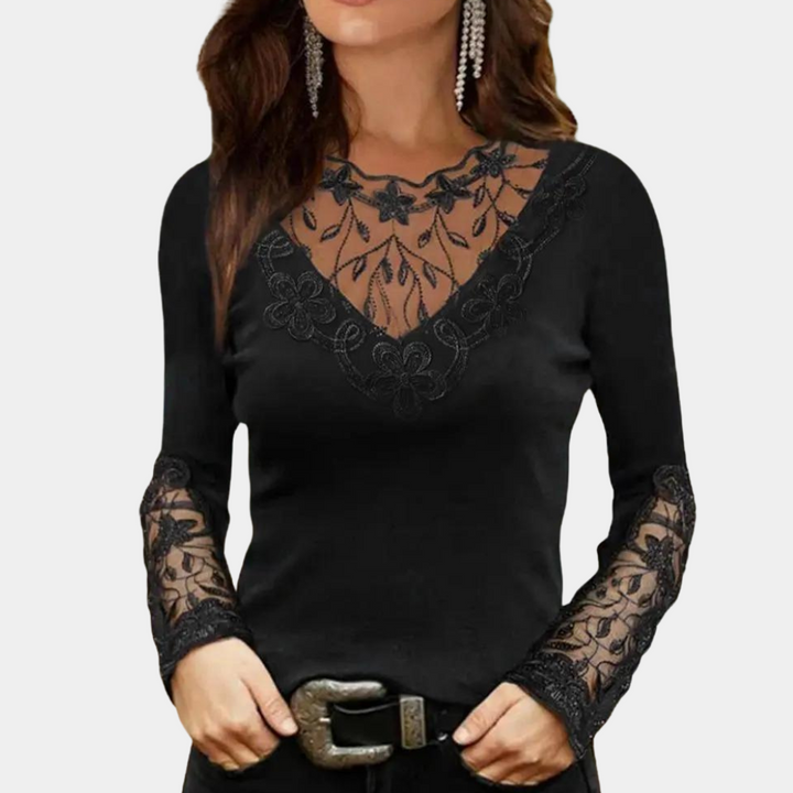 Katarina - Lace Blouse with Collar for women