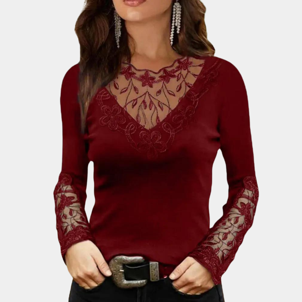 Katarina - Lace Blouse with Collar for women
