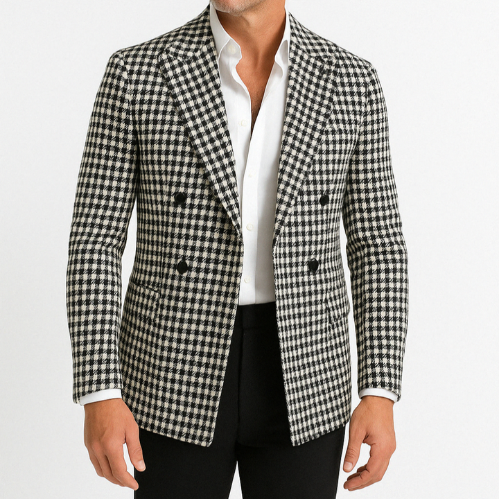 Men's Plaid Double Breasted Blazer ( Pre-Sale )