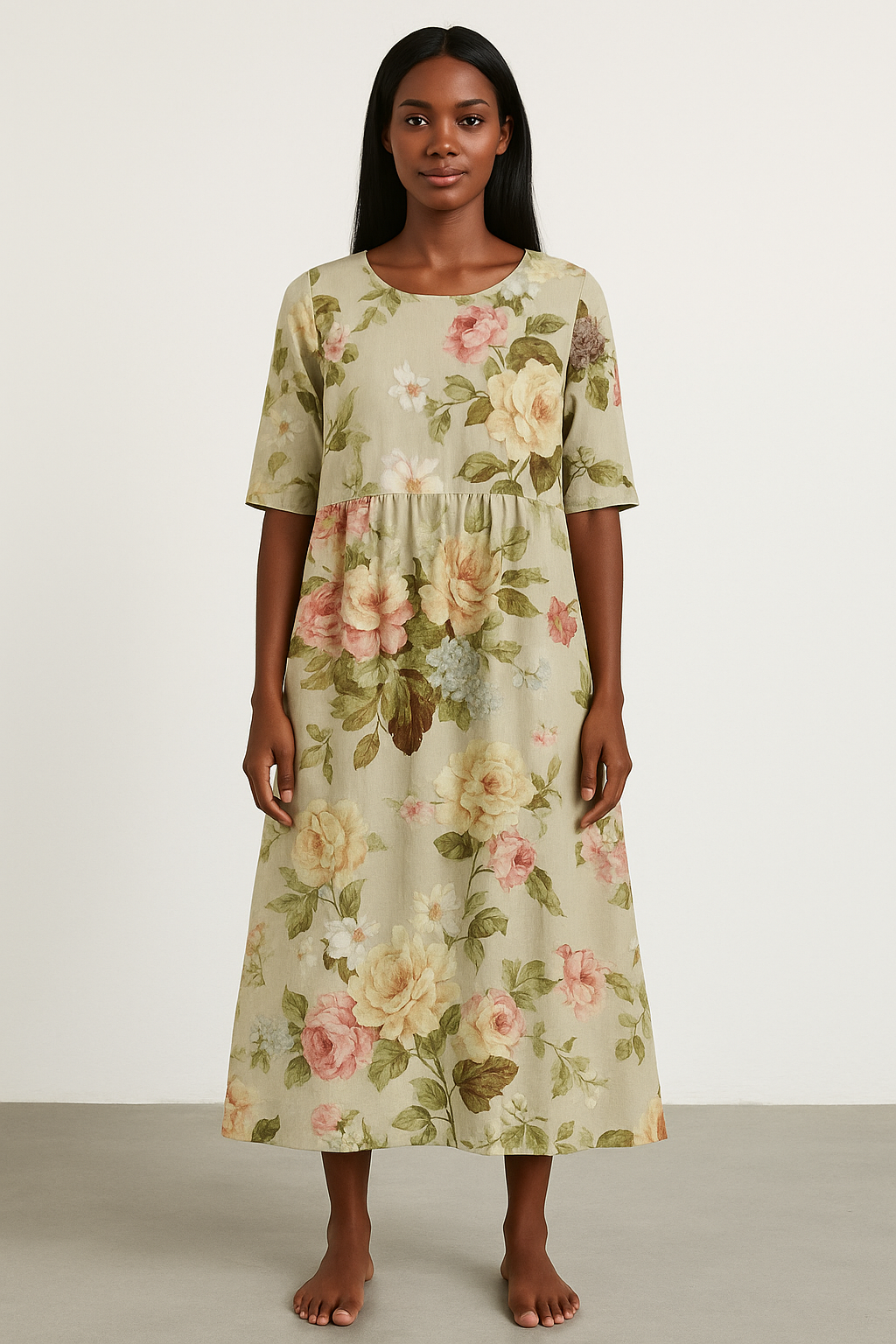 Women's Khaki Midi Dress