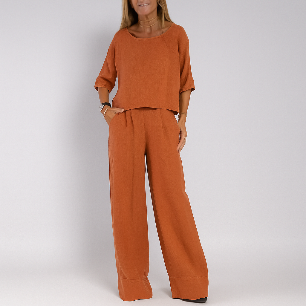 Women’s Relaxed Fit Linen Blend Two Piece Set