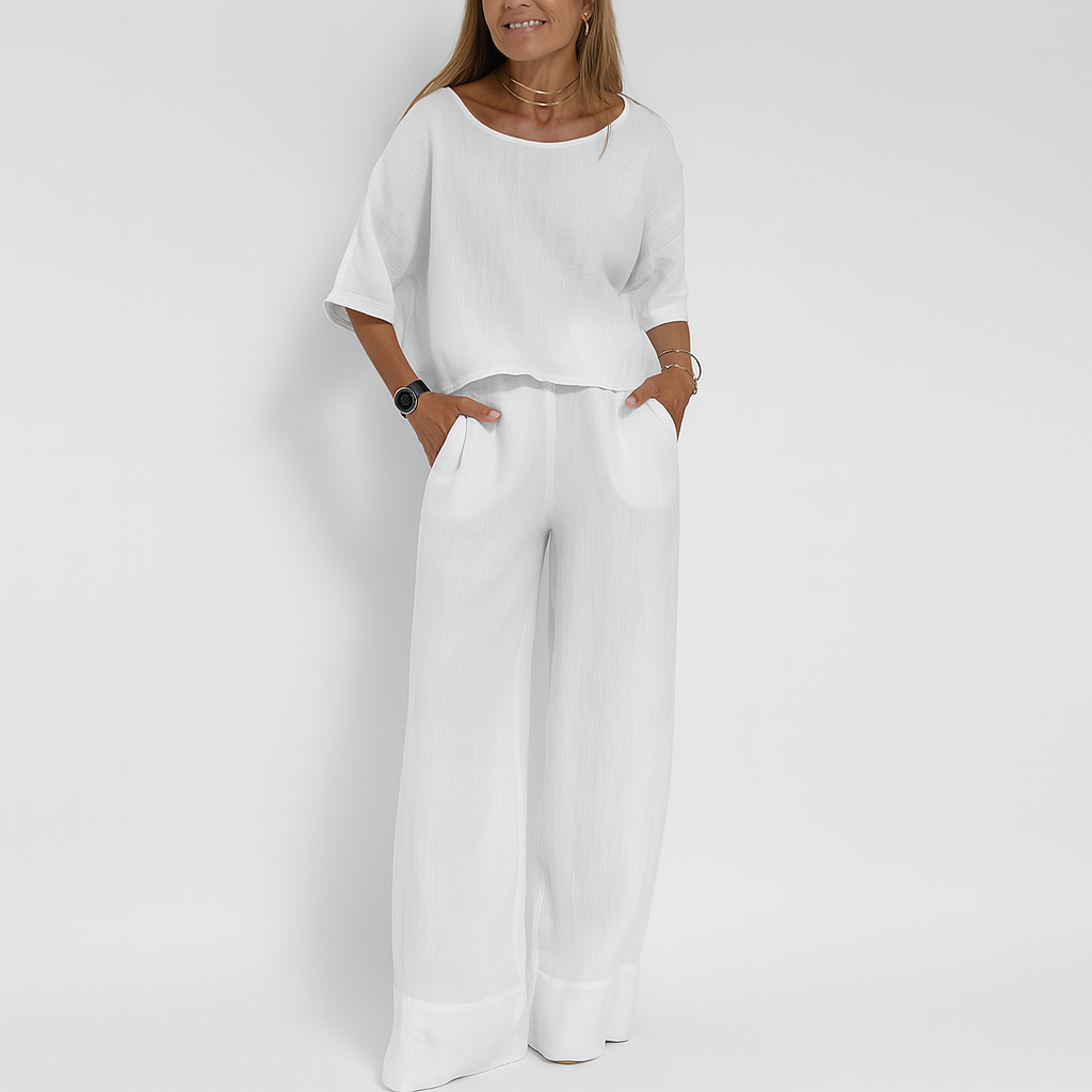 Women’s Relaxed Fit Linen Blend Two Piece Set
