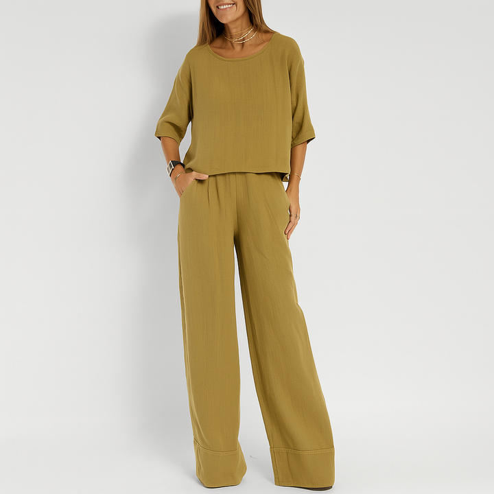 Women’s Relaxed Fit Linen Blend Two Piece Set