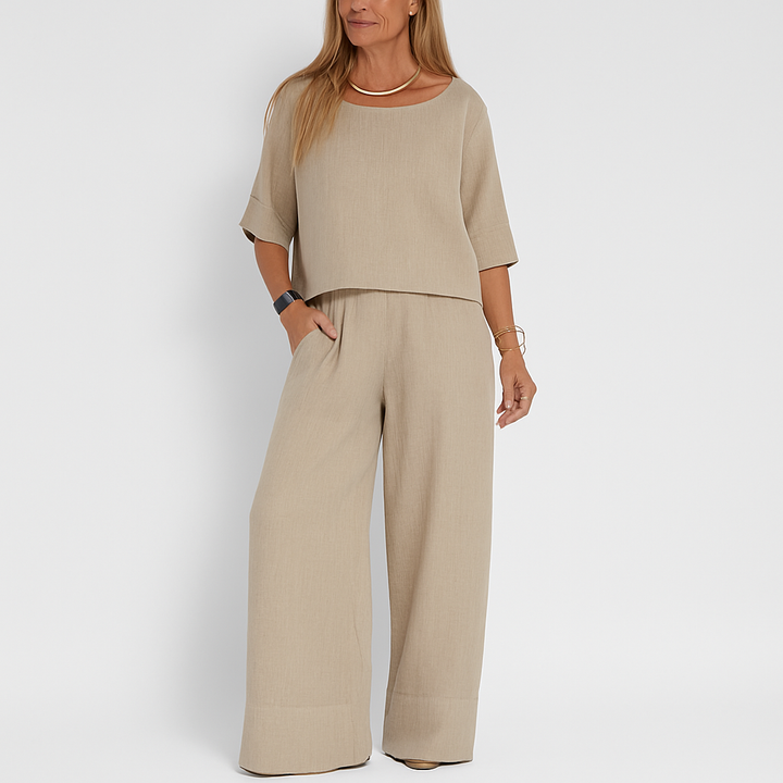 Women’s Relaxed Fit Linen Blend Two Piece Set