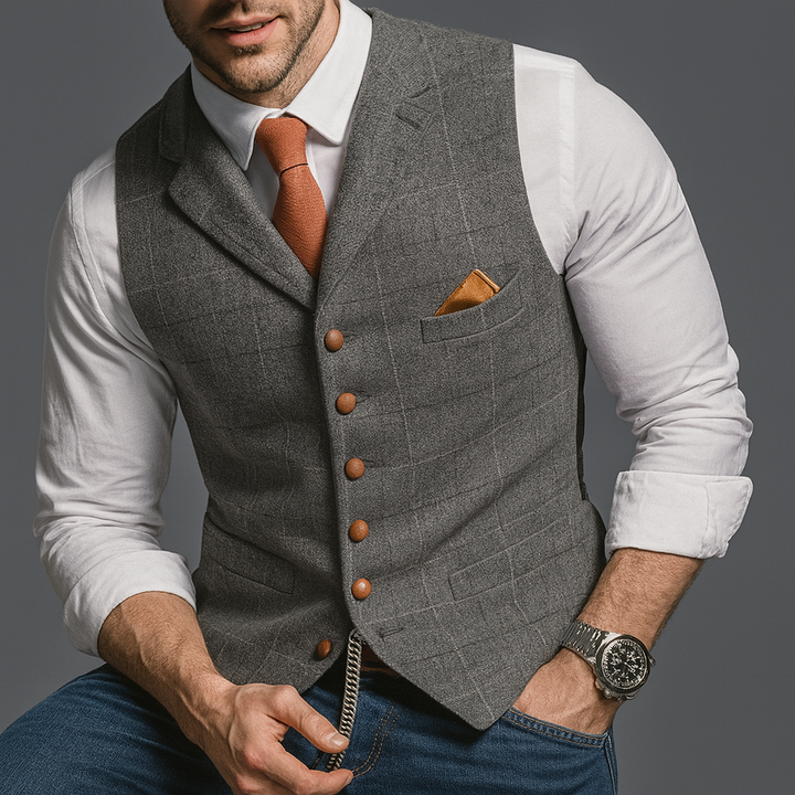 Classic Formal Vest with Notched Lapel and Button Closure