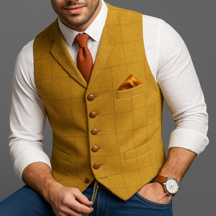 Classic Formal Vest with Notched Lapel and Button Closure