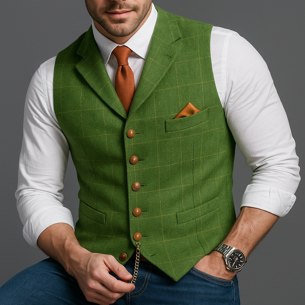 Classic Formal Vest with Notched Lapel and Button Closure