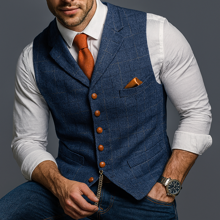 Classic Formal Vest with Notched Lapel and Button Closure
