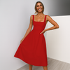 Sleeveless A-Line Square Neck Midi Dress