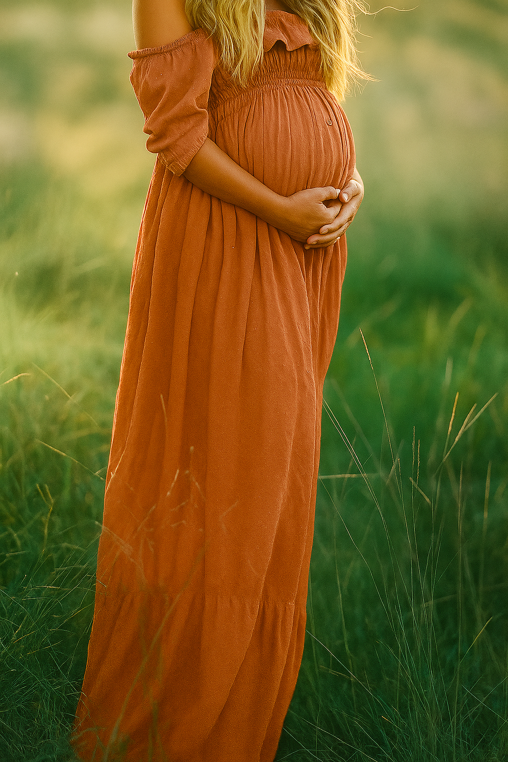 Off-Shoulder Maxi Maternity Dress