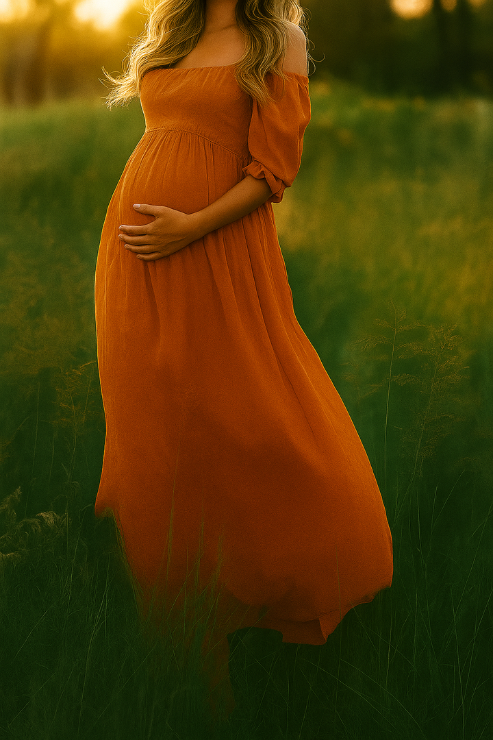 Off-Shoulder Maxi Maternity Dress
