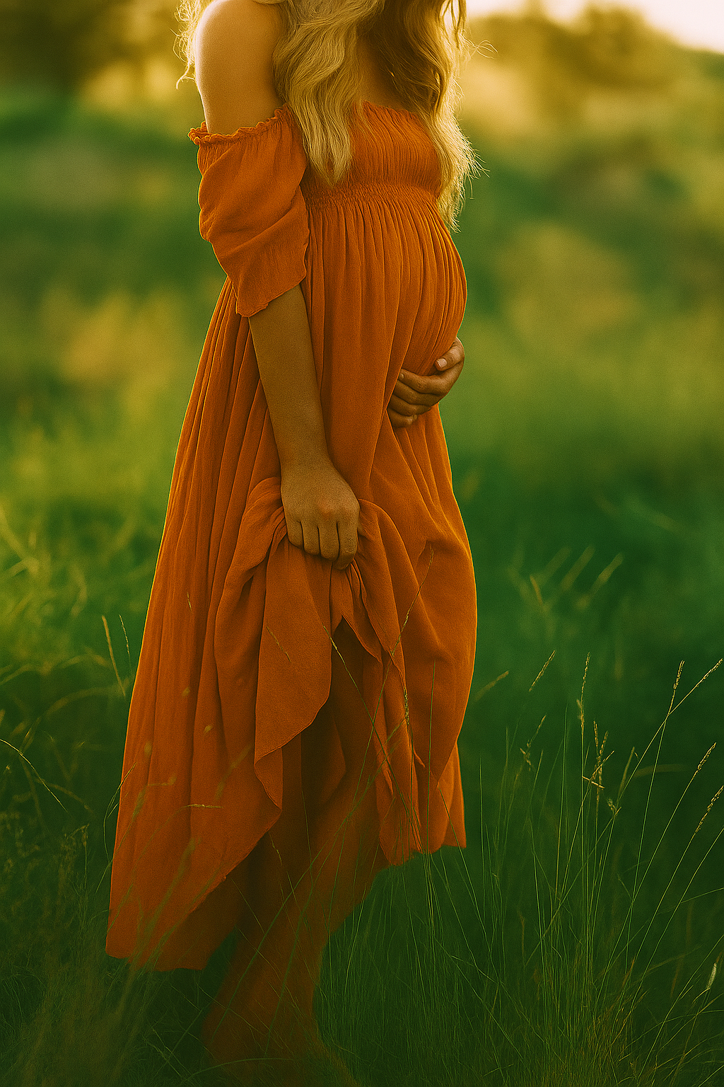 Off-Shoulder Maxi Maternity Dress