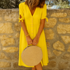 V Neck Casual Button Up Dress