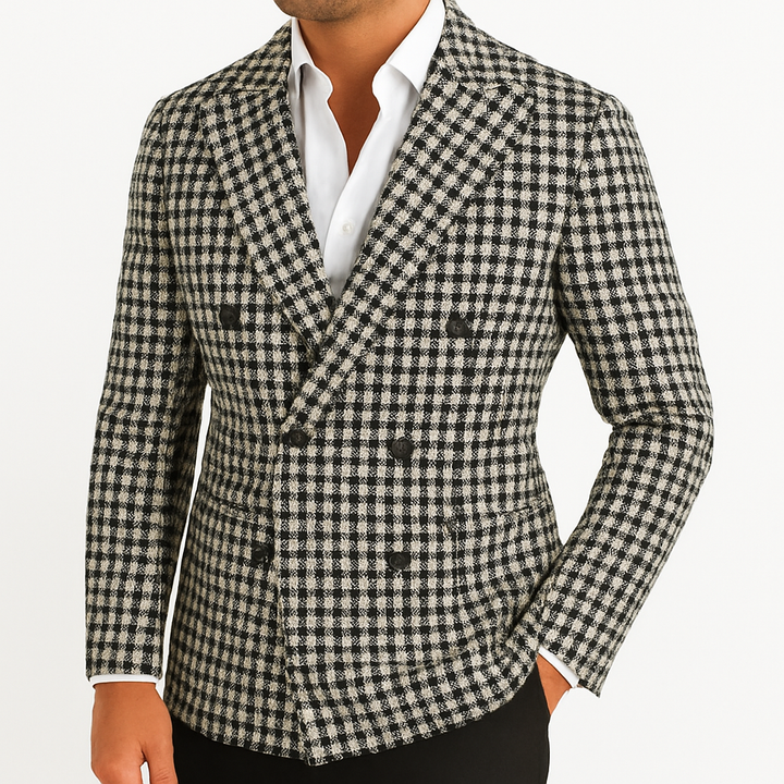 Men's Plaid Double Breasted Blazer ( Pre-Sale )