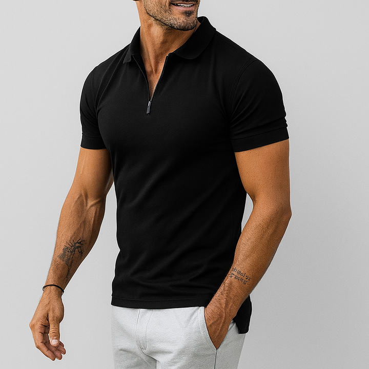 Men’s Slim Fit Polo T Shirt with Half Zip