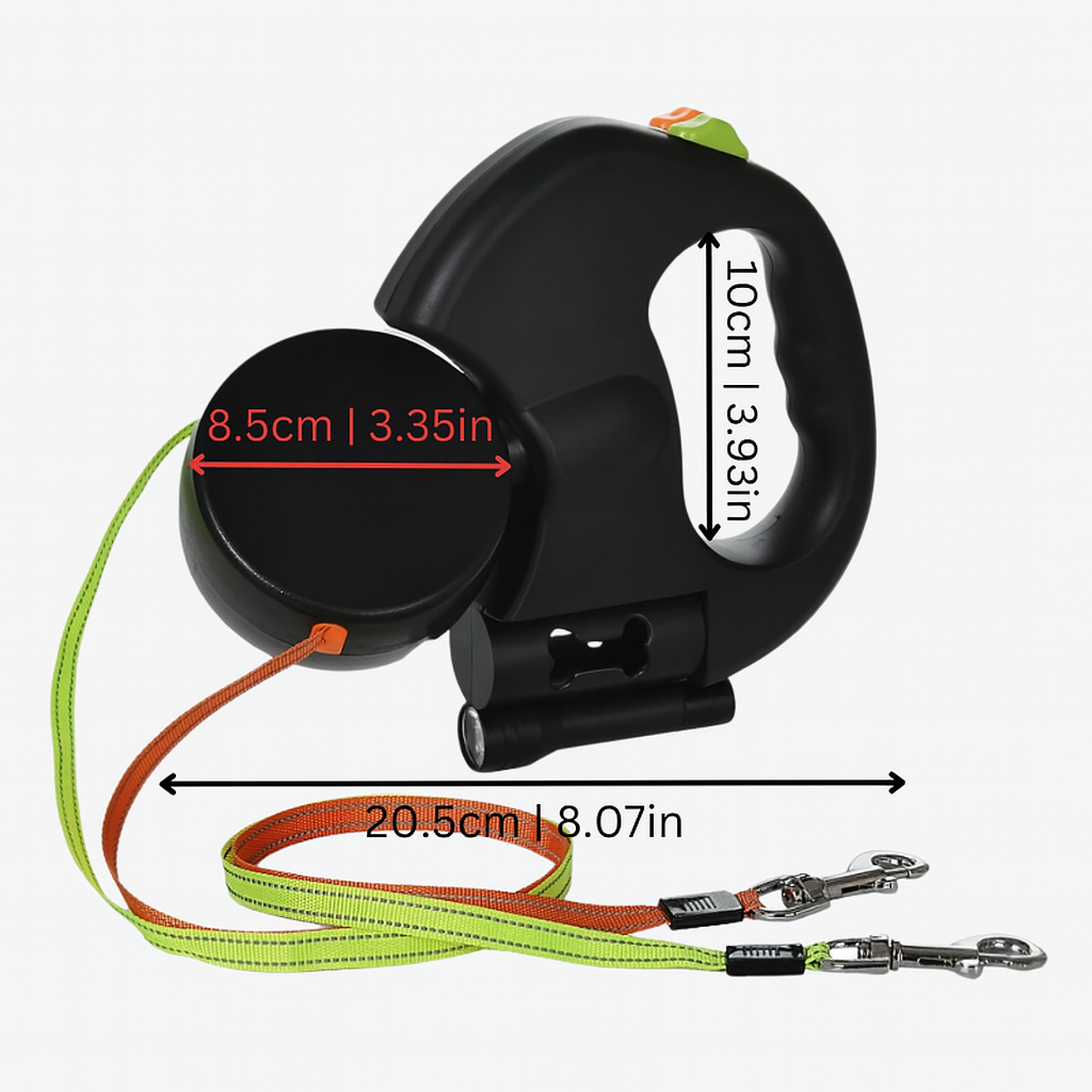 Dual Retractable Dog Leash with 360° Rotation