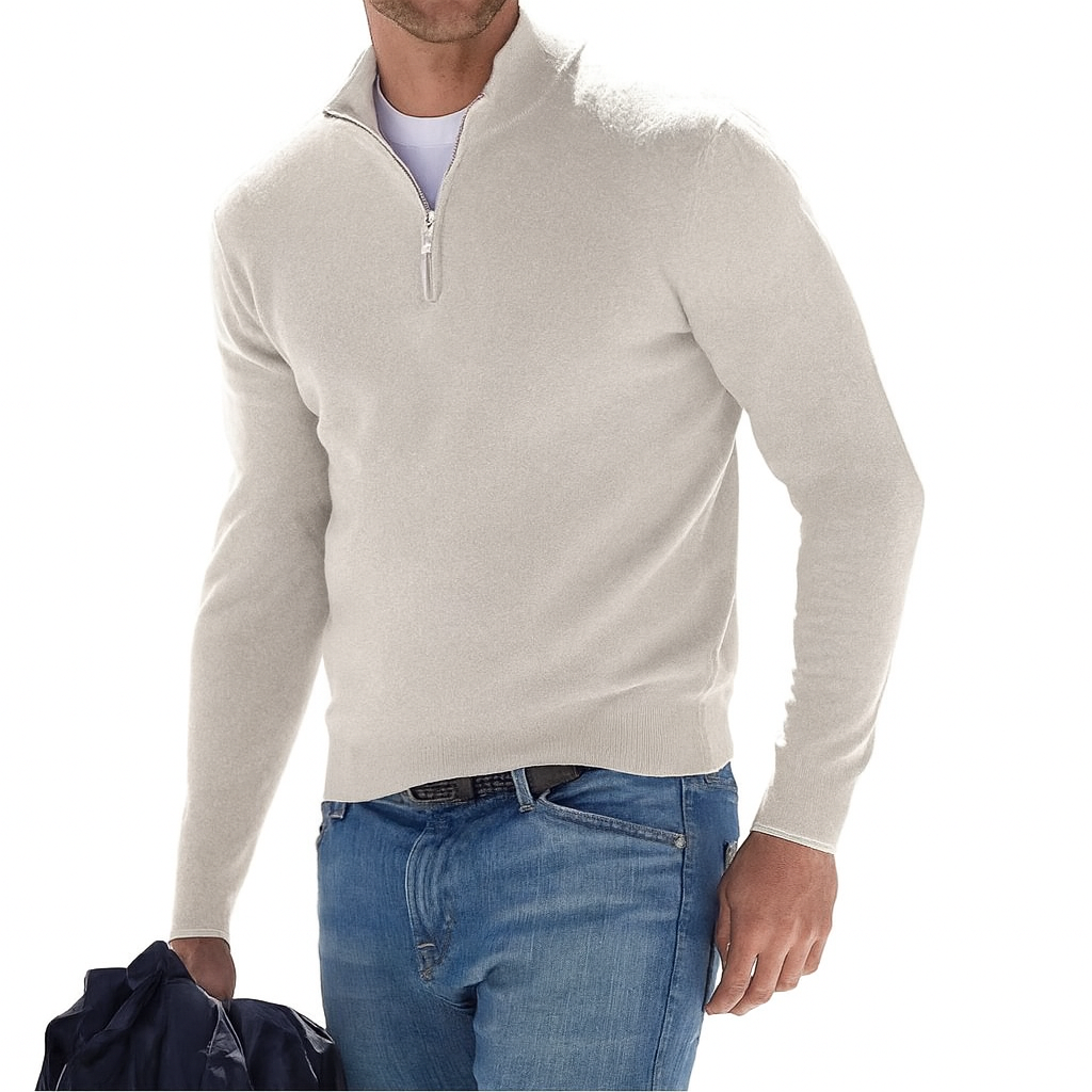 Men’s Cotton Knit Pullover with Zipper Collar