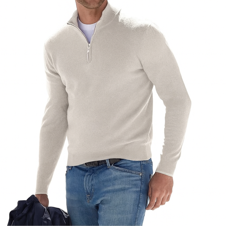 Men’s Cotton Knit Pullover with Zipper Collar