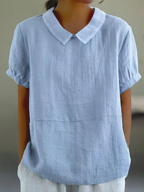 Classic Cotton &Linen Solid Color Top Natural Comfort with Effortless Style