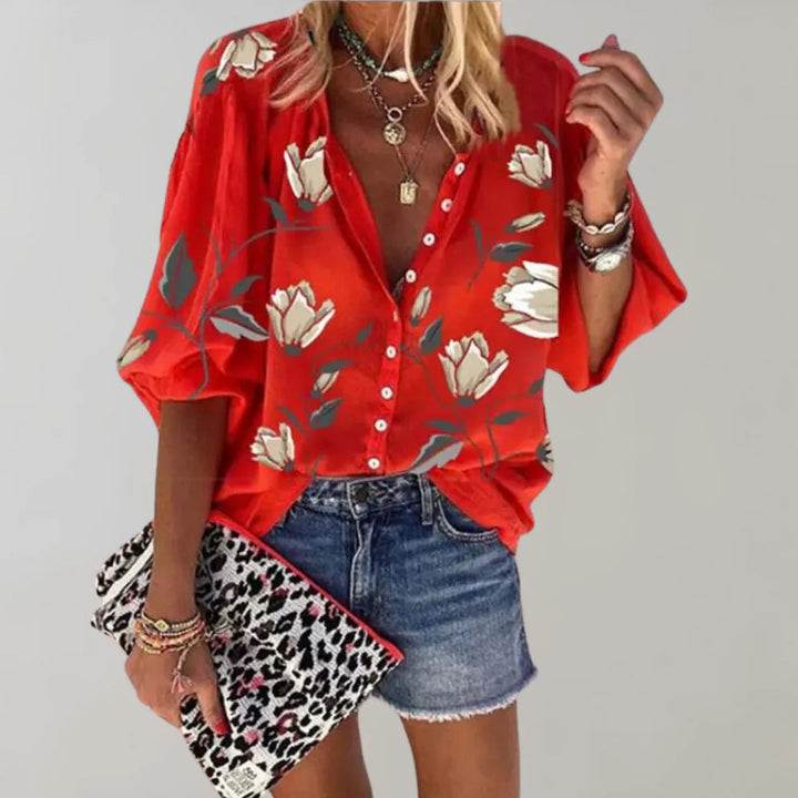 Summer Floral Print Blouse for Women