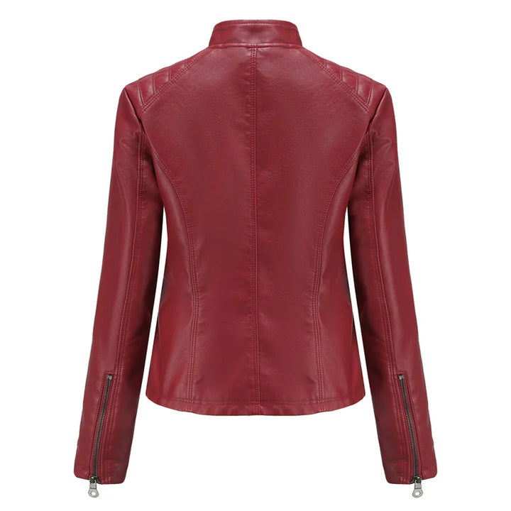 Stylish Faux Leather Women's Jacket with Classic Biker Design