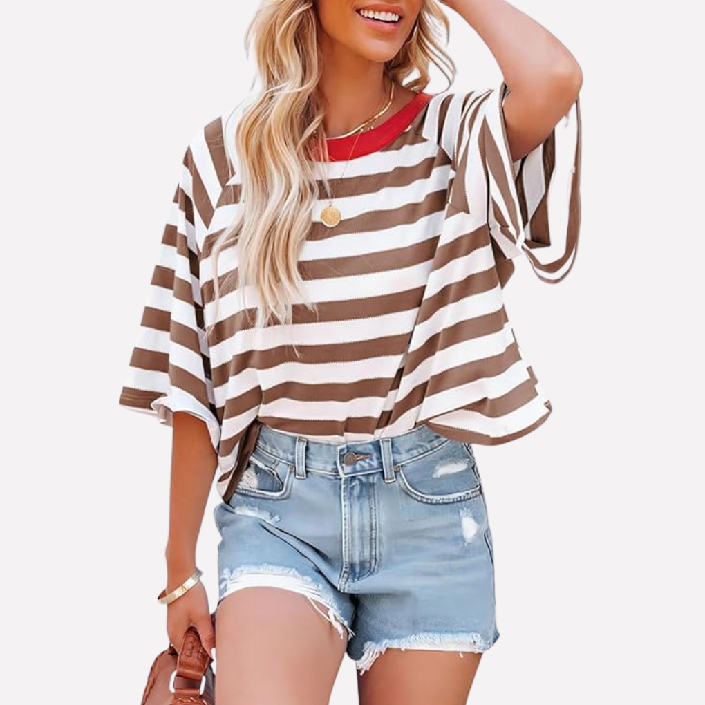 Women’s Striped Color Block Crewneck Top