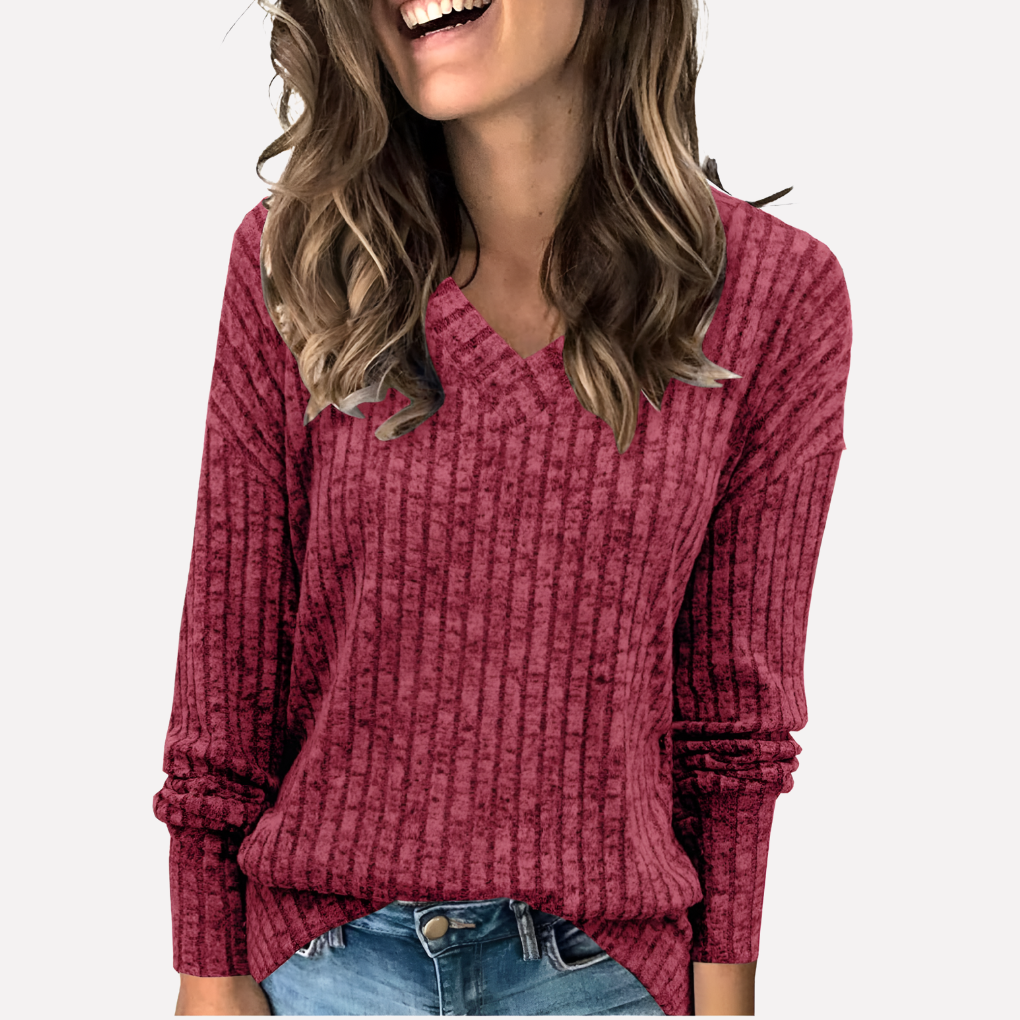 Women’s V‑Neck Long Sleeve Top