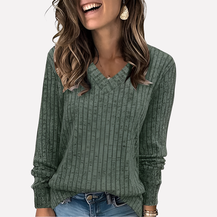 Women’s V‑Neck Long Sleeve Top